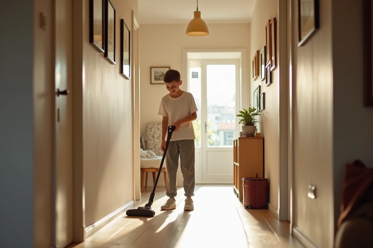 Adolescent riant en passant l