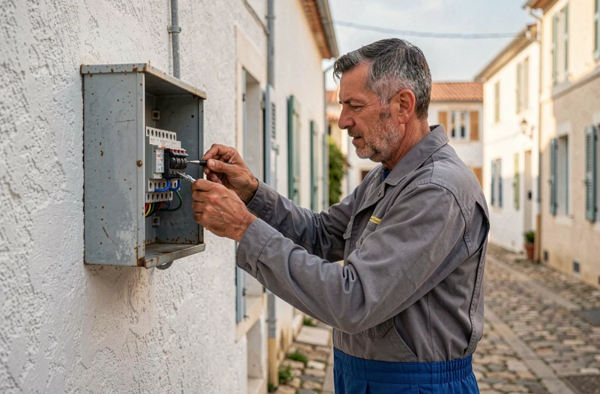Électricien Oléronais réalisant une inspection électrique à Saint-Pierre-d'Oléron