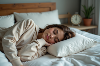 Femme endormie paisiblement dans une chambre moderne