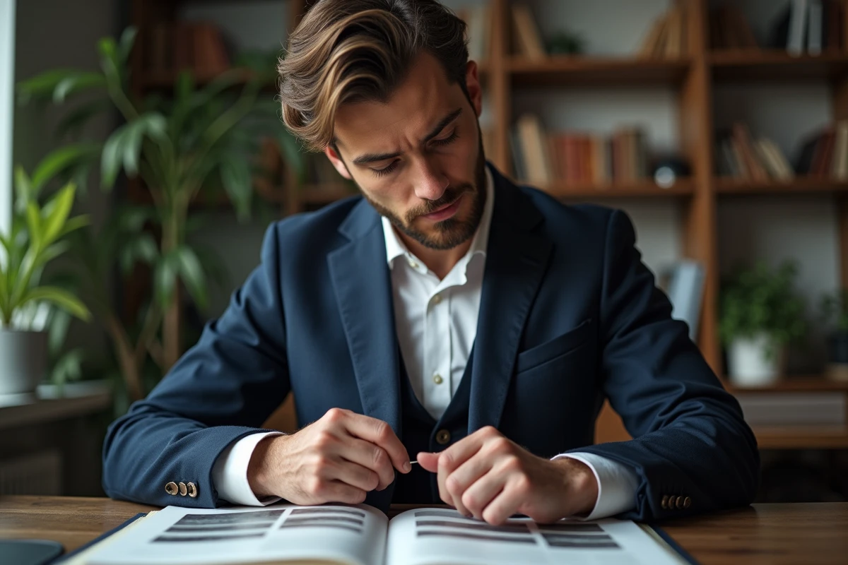 Homme vérifiant la couture d