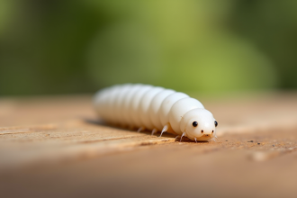 Mouche blanche en macro sur bois clair