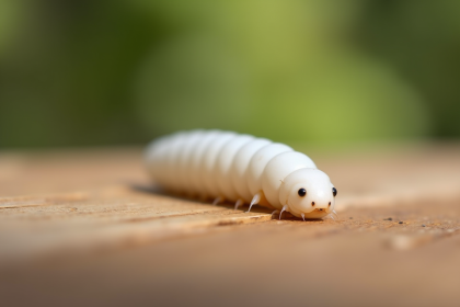 Mouche blanche en macro sur bois clair